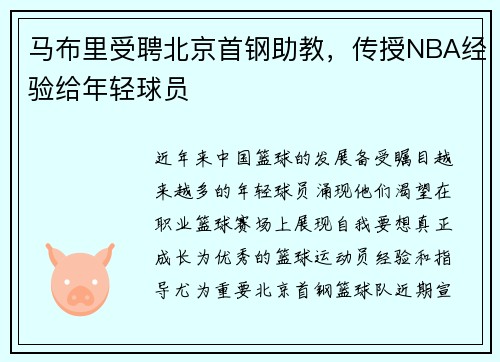 马布里受聘北京首钢助教，传授NBA经验给年轻球员